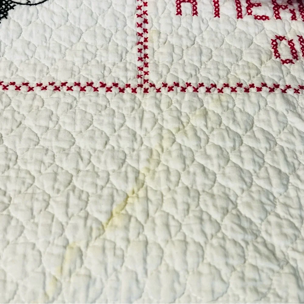 Vintage Nursery Rhyme Cross Stitch Baby Crib Quilt